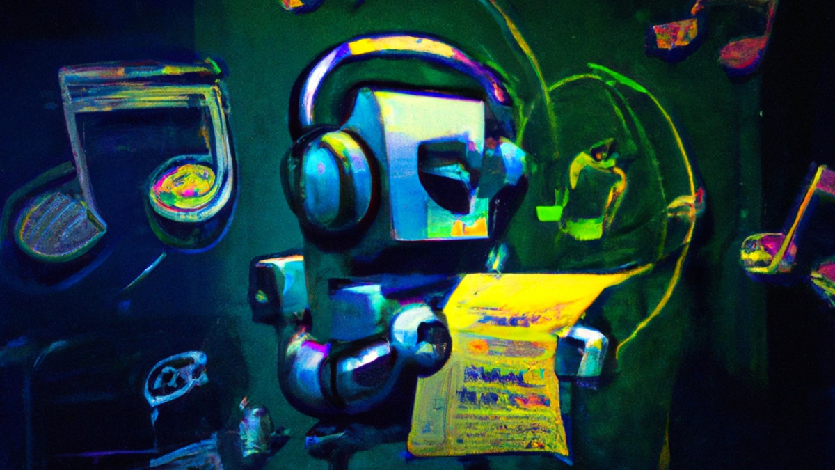 DALL·E 2022 10 07 00.01.33 a robot composing music musical notes synthesizer saturated colors shadows trending on artstation abstract 1 e1665150702829
